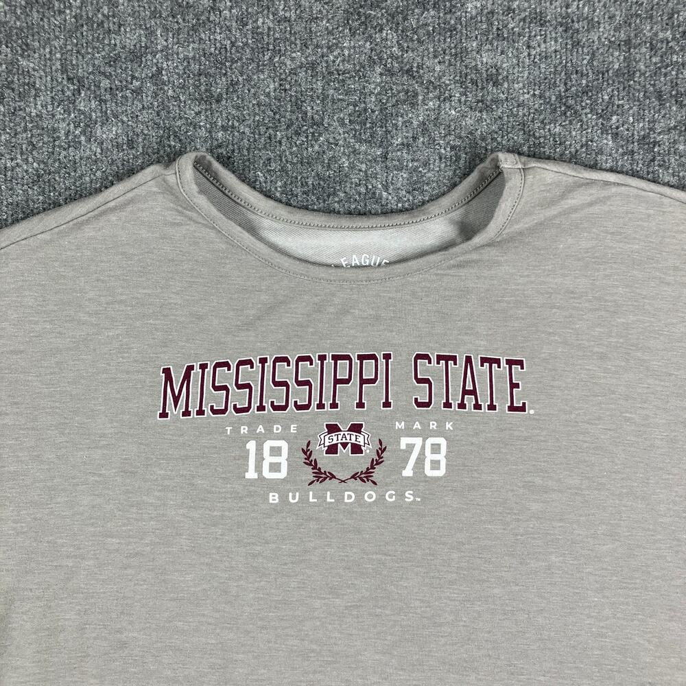 League T-Shirt‎ Mens  L Gray Mississippi State Bulldogs Rayon Blend Stretch